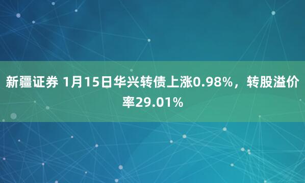 新疆证券 1月15日华兴转债上涨0.98%，转股溢价率29.01%
